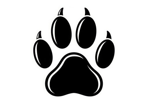Black paw print icon on white background symbolizing animals