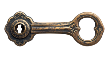 Antique bronze door handle with keyhole