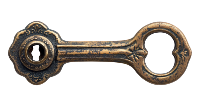 Antique bronze door handle with keyhole