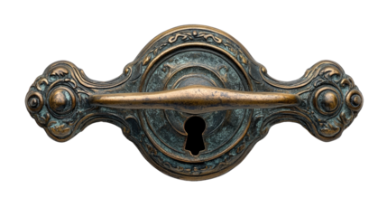 Antique bronze door handle with keyhole