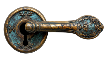 Antique bronze door handle with keyhole