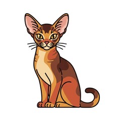 Fototapeta premium A colorful illustration of a sitting cat with large ears and expressive eyes, showcasing its playful yet elegant demeanor.