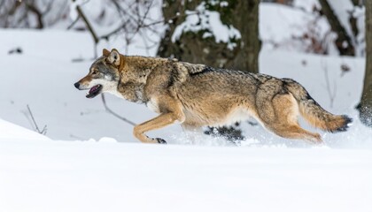 Obraz premium Wolf Running in Snow