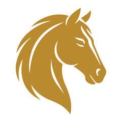 Golden Horse Head Silhouette Vector on White Background