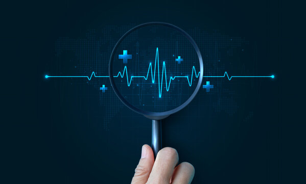 Heart pulse and heartbeat. world heart day. health care medical focus heartbeat for checking the function of the patient heart. modern simple design for medical apps, websites and hospital.