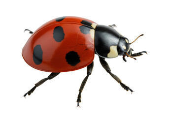 Isolated Red and Black Ladybug Insect on White Background
