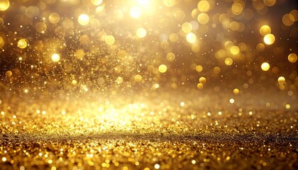 Golden glitter surface with shimmering sparkles and wavy texture, illuminated with soft ambient light.
