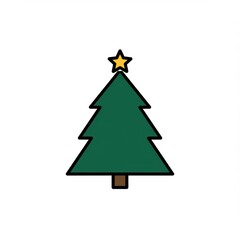 Fototapeta premium A simple Christmas tree with a yellow star on top, perfect for holiday designs.