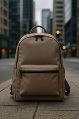 Stylish Beige Backpack in Urban Setting