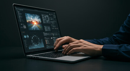 Digital Artist Working on Advanced Video Editing Software Creating Visual Effects
