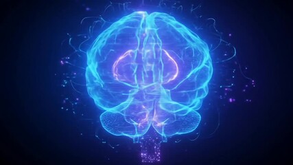 virtual fractal realms. abstract AI digital brain with glowing interconnected nodes. digital brain network with neon blue and purple connections  - Powered by Adobe