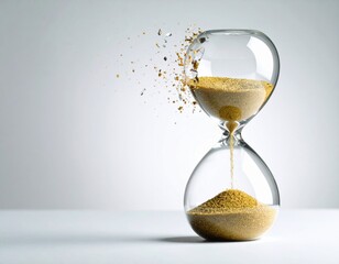 Shattered hourglass with falling sand