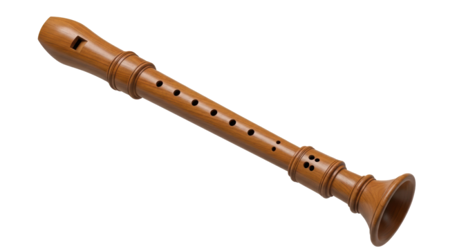 Isolated Wooden Recorder