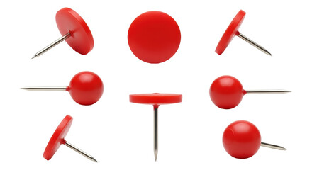 Isolated Red Push Pins Set