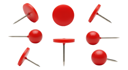 Isolated Red Push Pins Set