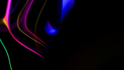 Abstract Colorful Light Waves on Black Background