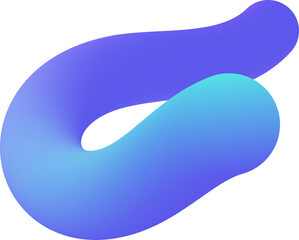 Abstract 3D shape with color gradient. Spiral color line for trendy design. Dynamic curved tube. Futuristic purple wavy splash