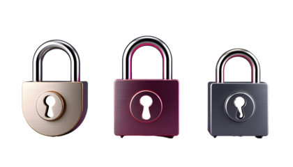 Metallic Padlocks Secure and Protective Lock Icons in 3D