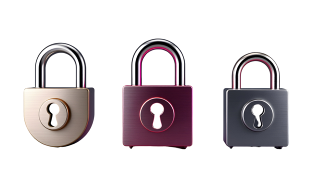 Metallic Padlocks Secure and Protective Lock Icons in 3D
