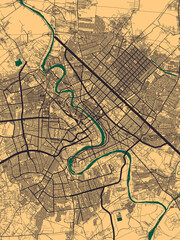 Baghdad Iraq City Street Map. Abstract city banner urban art, abstract downtown paint, business city panorama, hand paint city