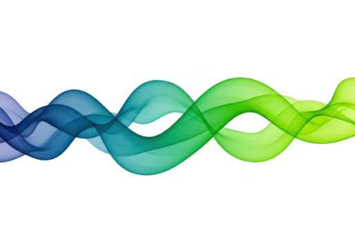 Abstract flowing wave of blue and green gradient colors isolated on transparent background - Powered by Adobe