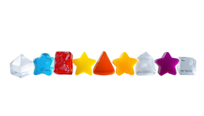 Colorful Gummy Candies in Various Shapes