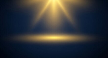 Golden light beams shining down onto a dark blue surface, creating a spotlight effect and a warm glow.