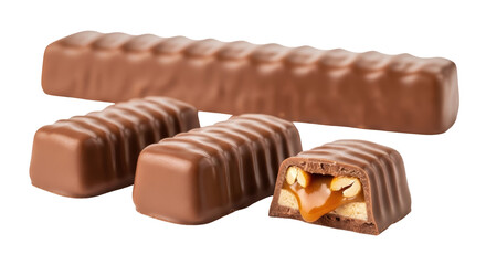 Isolated chocolate bar with caramel and nuts