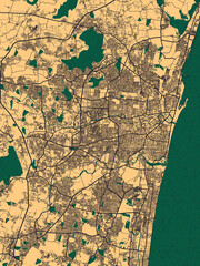 Chennai Tamil Nadu City Street Map. Abstract city banner urban art, abstract downtown paint, business city panorama, hand paint city