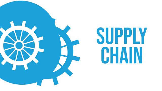 Supply Chain Blue Gears Blob Moving Circular Liquid Left Text 