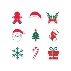 Flat Vector christmas components icon set