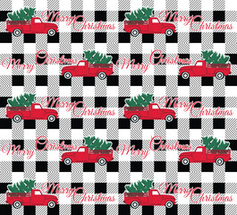 New Plaid christmas old truck gift wrapper seamless 2026