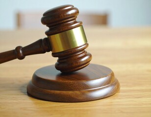 Wooden gavel on block