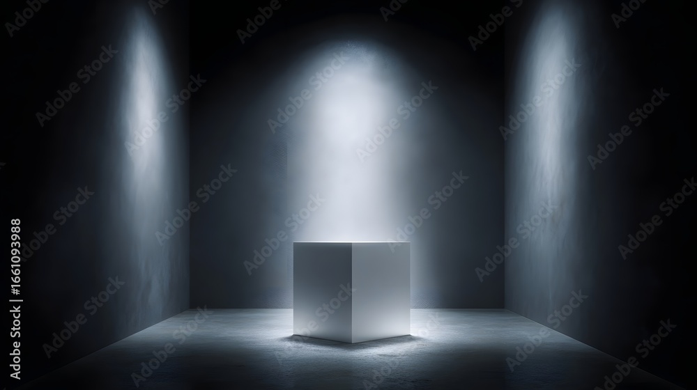 Canvas Prints empty modern display podium with dramatic spotlight glow