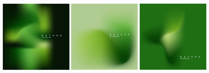 Trendy green gradient background. Abstract eco texture design for advertising, web, social media, posters, banners, and covers. Nature-inspired fluid pattern. Vector illustration typography template.