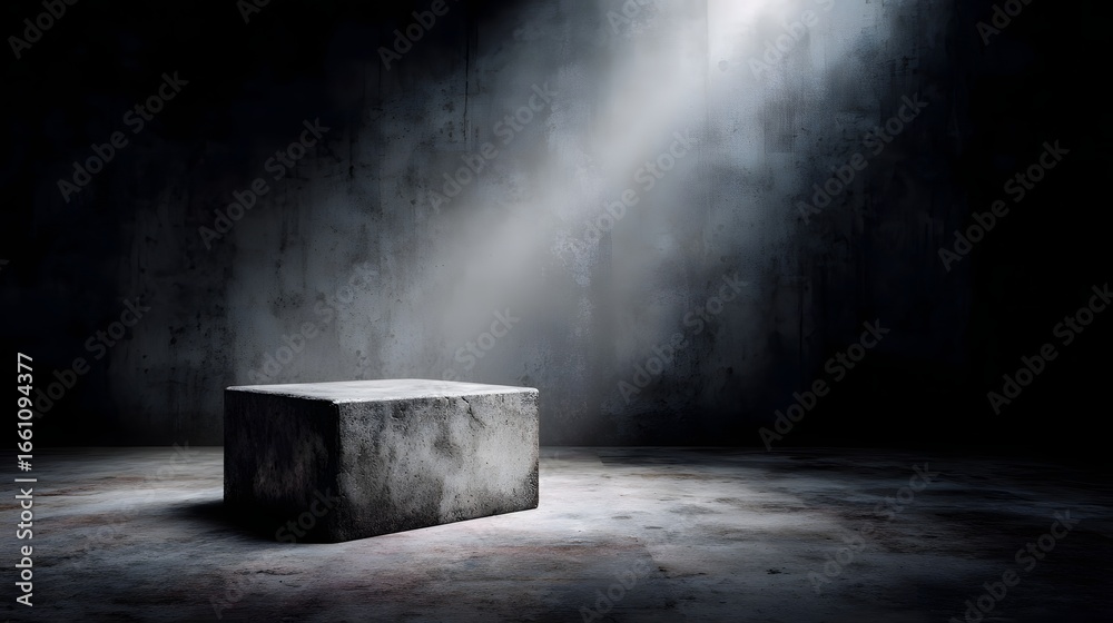 Canvas Prints a concrete podium in an empty industrial space with natural side lighting long title a simple minima