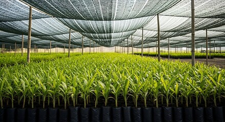 Seedling Plantation Under Shade Net Sustainable Agricultural Practice for Crop Growth