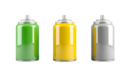 Spray Paint Cans Green Yellow and Silver