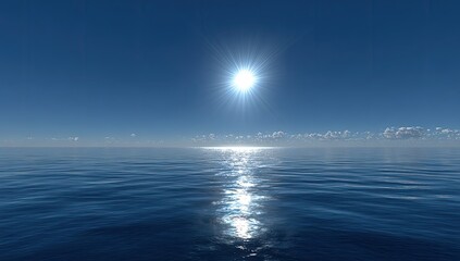Obraz premium Vast ocean, bright sun, clear sky