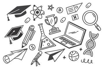 Back to school doodle vector set of school icons and sketchesBack to school doodle vector set of school icons and sketches