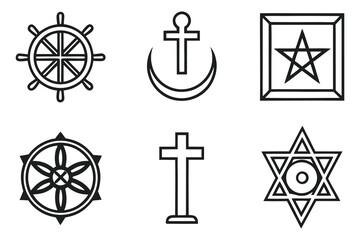 Diverse Religious Symbols Collection dharma chakra
