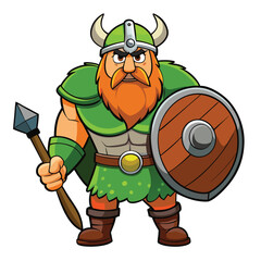 Cartoon Viking and pirate character illustration with sword and fun holiday theme