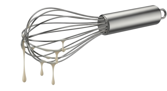 Isolated Whisk with Cream Drips