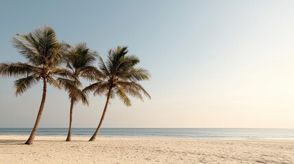 Obraz premium Tropical beach with three palm trees