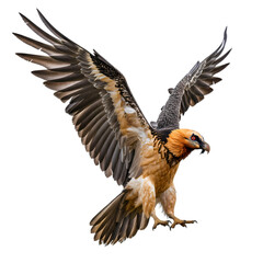 Obraz premium Majestic Bearded Vulture in Flight: Powerful Wings, Sharp Gaze, Bird of Prey, Wildlife Photography