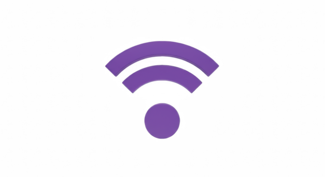 Purple WiFi Signal Icon – Isolated PNG with Transparent Background