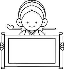 little girl with blank sign