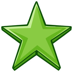 Obraz premium Illustrated glossy green star with dark green outline isolated on white