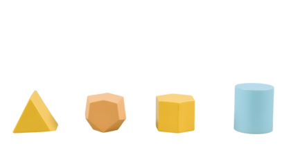 3D Rendered Geometric Shapes on Transparent Background