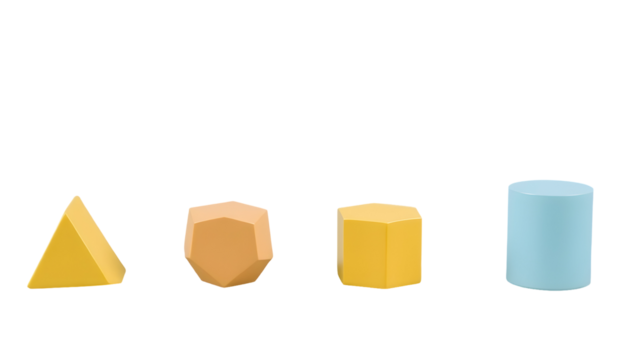 3D Rendered Geometric Shapes on Transparent Background